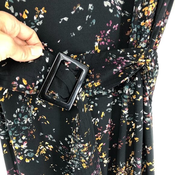 Le Chateau Black floral NWT Boatneck 3/4 sleeve midi dress Size XS - Picture 11 of 16